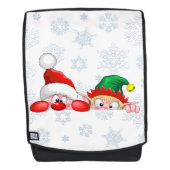 Santa en Elf Cute en grappige tekenaars die naar d Rugtassen (Voorkant)