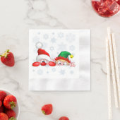 Santa en Elf Cute en grappige tekenaars die naar d Servet (Insitu)