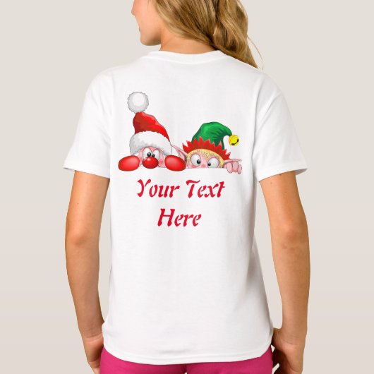 Santa en Elf Cute en grappige tekenaars die naar d T-shirt (Achterkant)