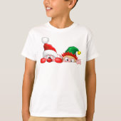 Santa en Elf Cute en grappige tekenaars die naar d T-shirt (Voorkant)