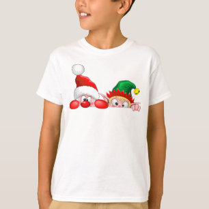 Santa en Elf Cute en grappige tekenaars die naar d T-shirt