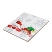 Santa en Elf Cute en grappige tekenaars die naar d Tegeltje (Zijkant)