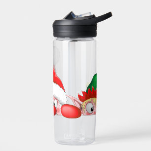 Santa en Elf Cute en grappige tekenaars die naar d Waterfles