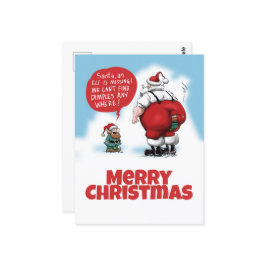 Santa en Elf Funny Cartoon Briefkaart