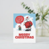 Santa en Elf Funny Cartoon Briefkaart (Staand voorkant)