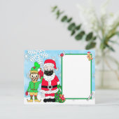 Santa en Elf in Facemask Brief van Santa Blank Feestdagenkaart (Staand voorkant)