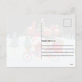 Santa en Elf's Snowy Bike Ride Vakantie Briefkaart (Achterkant)