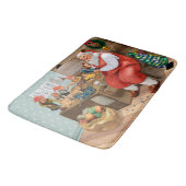 Santa en Elves die speelgoed maken | Kerstmis Badmat (Gekanteld)