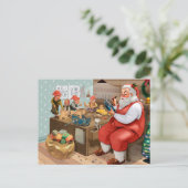Santa en Elves die speelgoed maken | Kerstmis Briefkaart (Staand voorkant)
