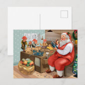 Santa en Elves die speelgoed maken | Kerstmis Briefkaart (Voorkant / Achterkant)