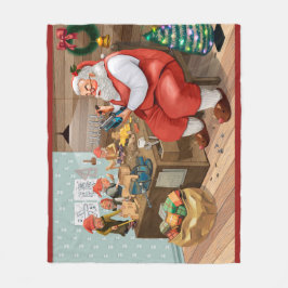 Santa en Elves die speelgoed maken | Kerstmis Fleece Deken