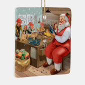 Santa en Elves die speelgoed maken | Kerstmis Keramisch Ornament (Rechts)
