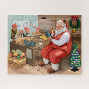 Santa en Elves die speelgoed maken   Kerstmis Legpuzzel