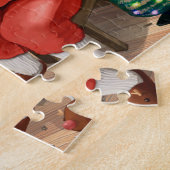 Santa en Elves die speelgoed maken | Kerstmis Legpuzzel (Zijkant)