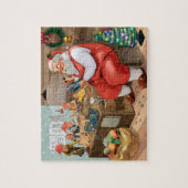 Santa en Elves die speelgoed maken | Kerstmis Legpuzzel (Verticaal)