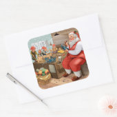 Santa en Elves die speelgoed maken | Kerstmis Vierkante Sticker (Envelop)