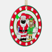 Santa- en Elves-maskers en toiletpapier Keramisch Ornament (Rechts)