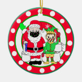 Santa- en Elves-maskers en toiletpapier Keramisch Ornament (Voorkant)