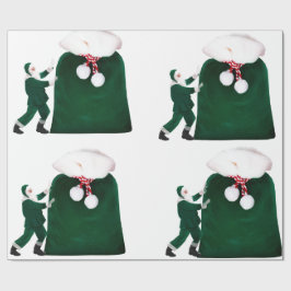 Santa en enorme cadeau zak wrapping papier