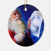 Santa en Ferret Keramisch Ornament (Links)