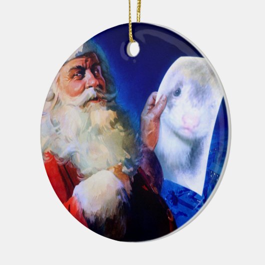 Santa en Ferret Keramisch Ornament (Links)