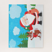 Santa- en Fox-kerstsneuspuzzel Legpuzzel (Verticaal)