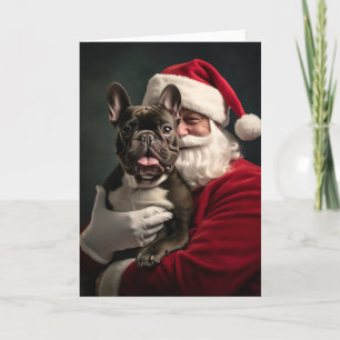 Santa en Franse Bulldog Feestdagen Kaart