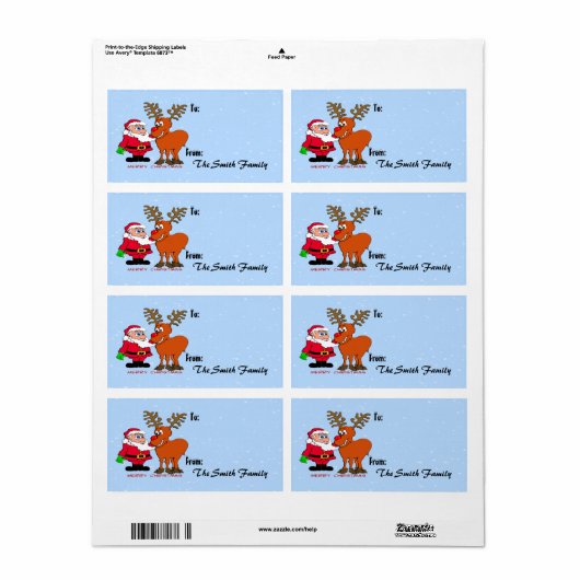Santa en Gift Label (groot) (Full Sheet)