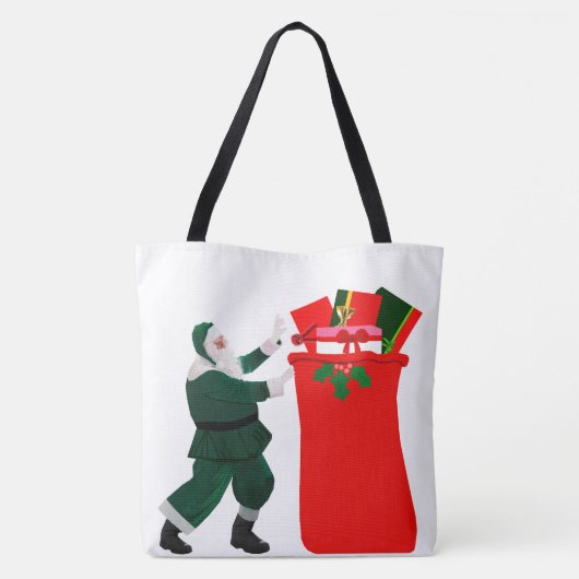 Santa en Gift Sack Canvas tas (Achterkant)