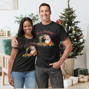  "Santa" en "Gingerbrood" Ho-Ho-Ho Vibrant Print T-shirt