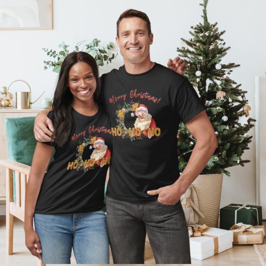  "Santa" en "Gingerbrood" Ho-Ho-Ho Vibrant Print T-shirt