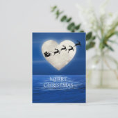 Santa en hart Volle Maan Strand Vrolijke Kerstmis Feestdagenkaart (Staand voorkant)