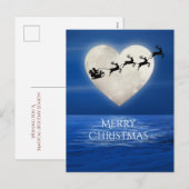 Santa en hart Volle Maan Strand Vrolijke Kerstmis Feestdagenkaart (Voorkant / Achterkant)