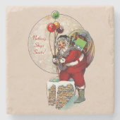 Santa en het Narrow Chimney-Onderzetter Stenen Onderzetter (Voorkant)