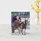 Santa en het Pinto trekpaard met gewei Kaart (Gele Bloem)