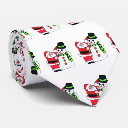 SANTA EN HET SNEEUW MAN stropdas (Opgerold)