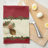  Santa en Holly keukenhanddoek (Quarter Fold)