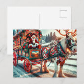 Santa en Ierse Cob Paard Met Antlers Briefkaart (Voorkant / Achterkant)