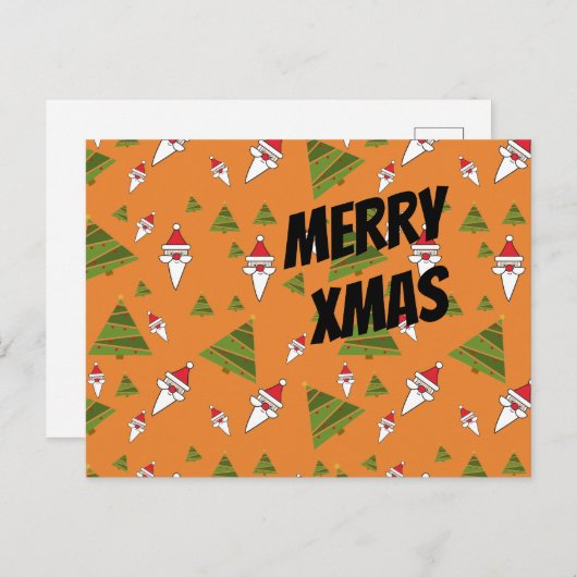 Santa- en kerstboom aanpassen feestdagenkaart (Voorkant / Achterkant)