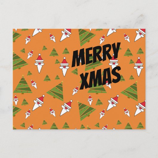 Santa- en kerstboom aanpassen feestdagenkaart (Voorkant)