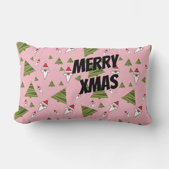 Santa- en kerstboom aanpassen kussen (Voorkant)