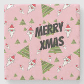 Santa- en kerstboom aanpassen stenen onderzetter (Voorkant)