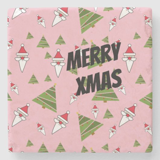 Santa- en kerstboom aanpassen stenen onderzetter (Voorkant)