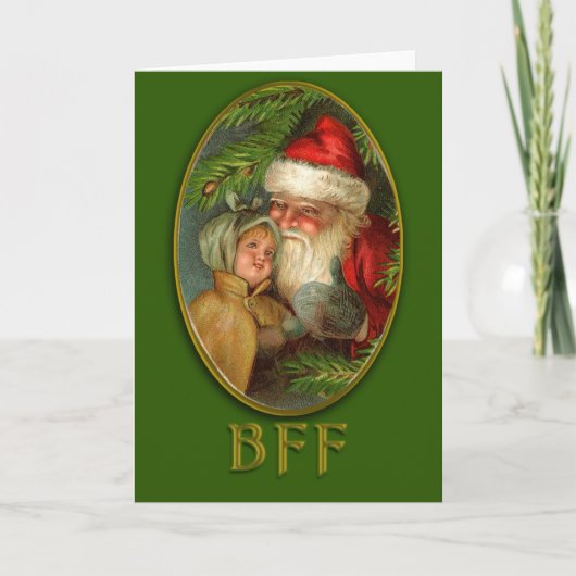 Santa en Kind BFF  Kunst Kerst Kaarten (Voorkant)