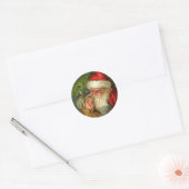 Santa en Kind BFF  Kunst Kerst Kaarten Ronde Sticker (Envelop)