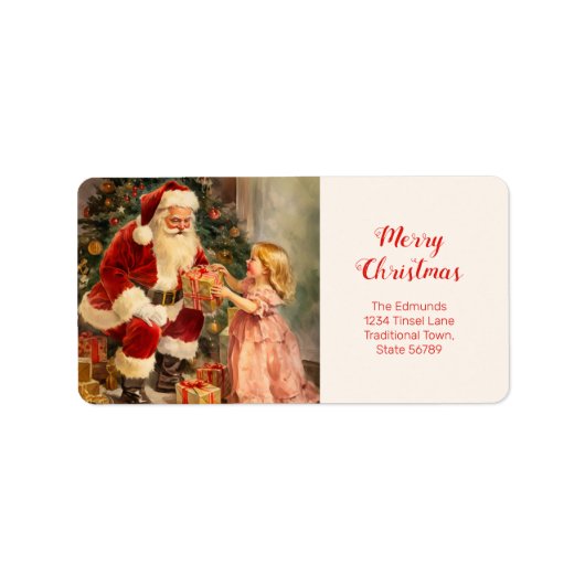Santa en kind retour adres label (Voorkant)