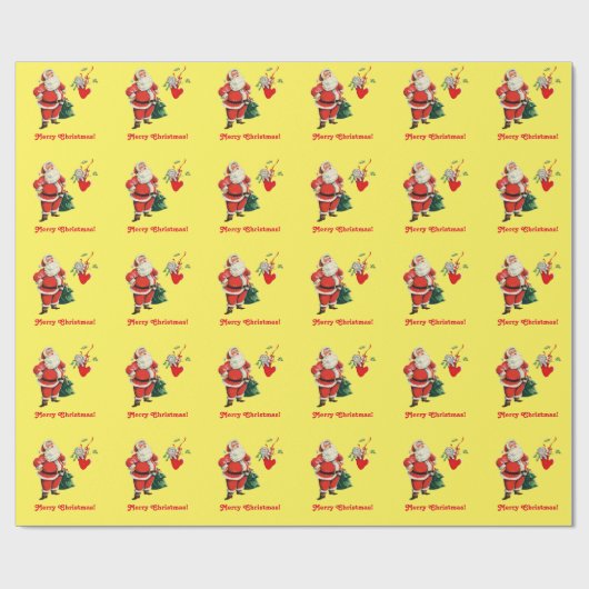 Santa en Kitten Cadeaupapier (Vlak)