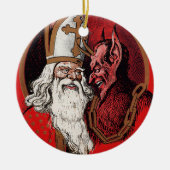 Santa en Krampus Keramisch Ornament (Voorkant)
