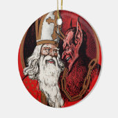 Santa en Krampus Keramisch Ornament (Links)