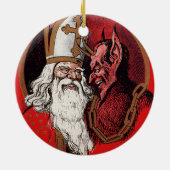 Santa en Krampus Keramisch Ornament (Achterkant)